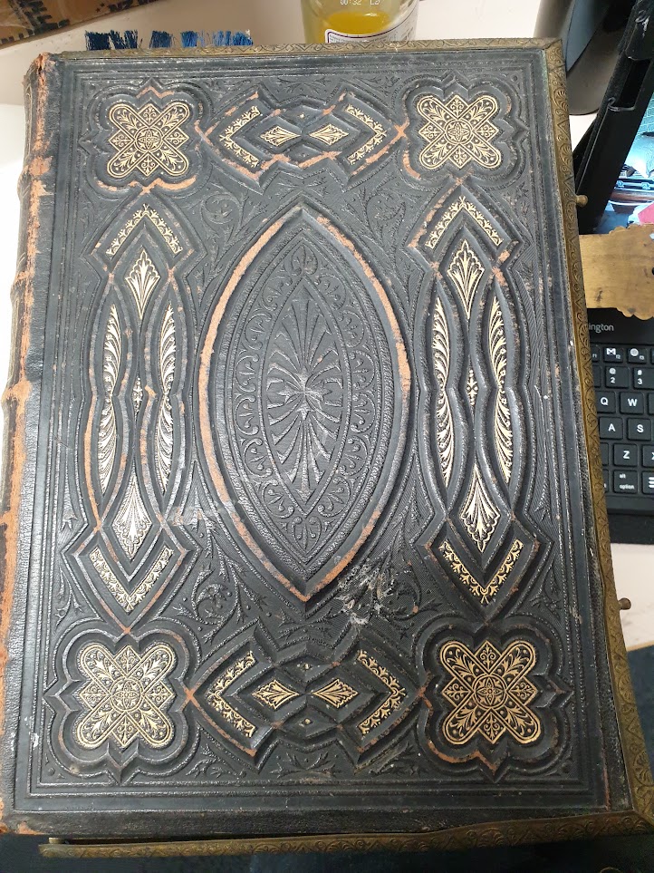 Cover of The Holy Bible, Containing the Old and New Testaments, according to the Authorized Version, with marginal readings, and original and selected parallel references, printed at length, and the commentaries of Henry and Scott. Condensed by John M'Farlane, LL.